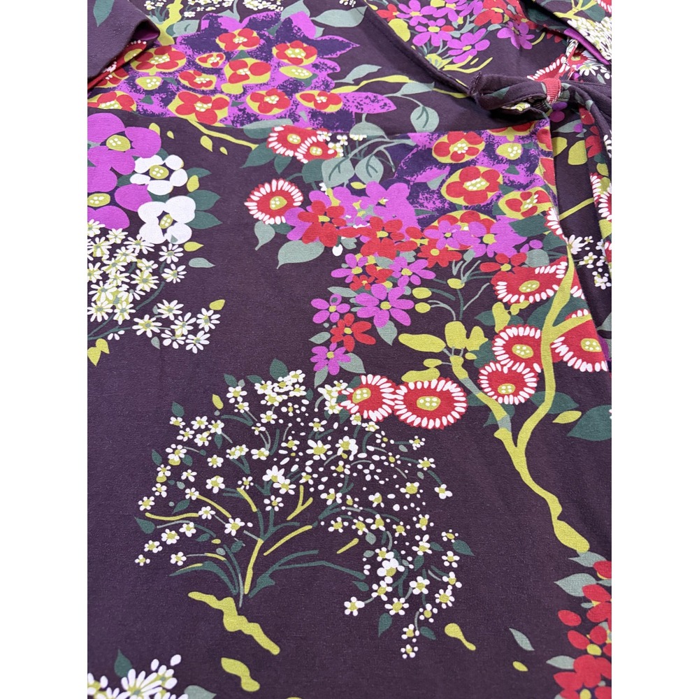 Spartina 449 Alisa Floral Wrap Dress Plum Purple 3/4 Sleeve Cotton Medium - Picture 10 of 10